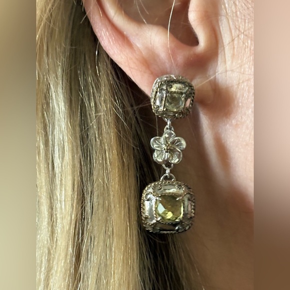 DeLatori Jewelry - De Latori Silver & Citrine Drop Earrings with Pouch